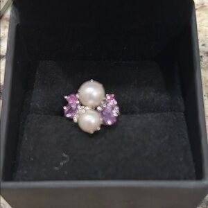 Zales Pearl and Lavender Gemstone Ring